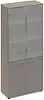 Офисный шкаф для документов со стеклянными дверьми в алюминиевой рамке (топ ДСП)